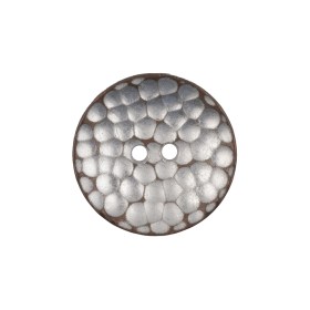 Italian Silver Iron Geometric 2-Hole Metal Saucer Button – 36L/23mm Italian Silver Iron Geometric 2-Hole Metal Saucer Button – 36L/23mm
