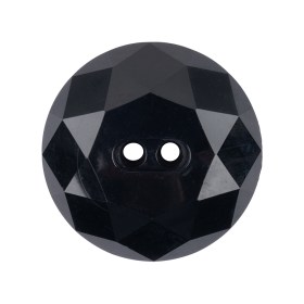 Black Multi Faceted 2-Hole Plastic Coat Button – 44L/28mm Black Multi Faceted 2-Hole Plastic Coat Button – 44L/28mm