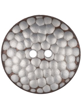 Italian Silver Iron Geometric 2-Hole Metal Saucer Button – 44L/28mm Italian Silver Iron Geometric 2-Hole Metal Saucer Button – 44L/28mm