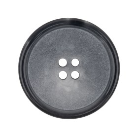 Matte Dove Gray and Shiny Midnight Narrow Rimmed 4-Hole Plastic Button – 44L/28mm Matte Dove Gray and Shiny Midnight Narrow Rimmed 4-Hole Plastic Button – 44L/28mm