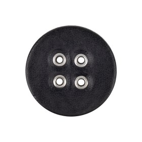 Italian Raven and Shiny Silver Metal 4-Hole Leather Button – 40L/25.5mm Italian Raven and Shiny Silver Metal 4-Hole Leather Button – 40L/25.5mm