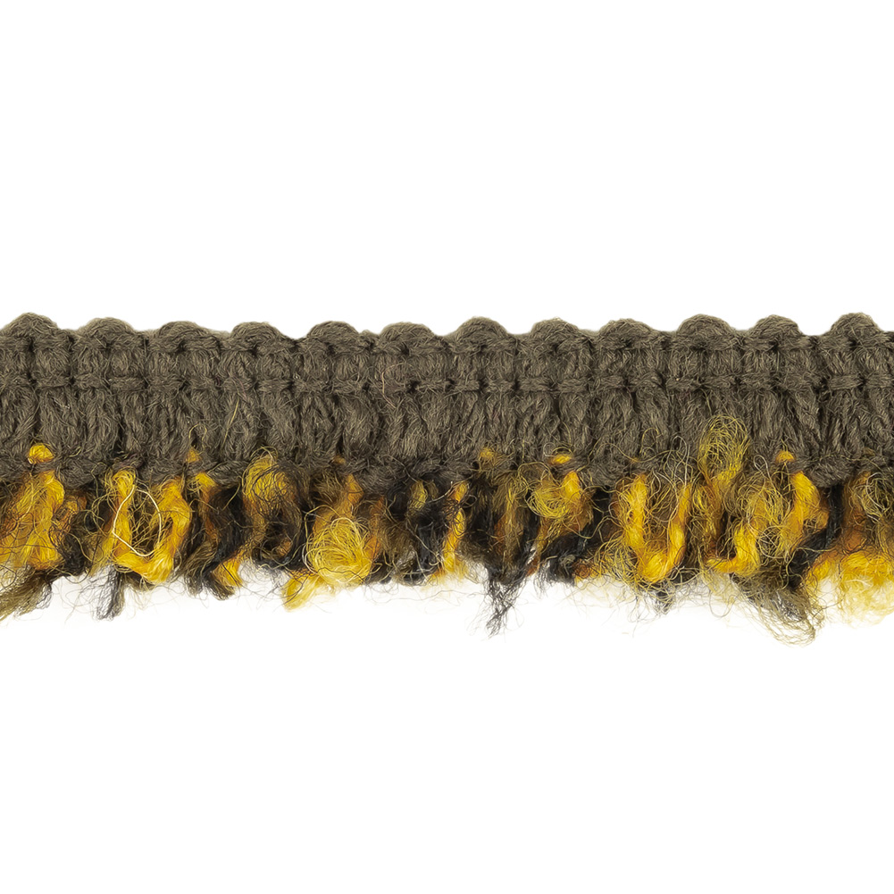 Wren, Black, and Mustard Boucle Looped Fringe Trim - 0.625"
