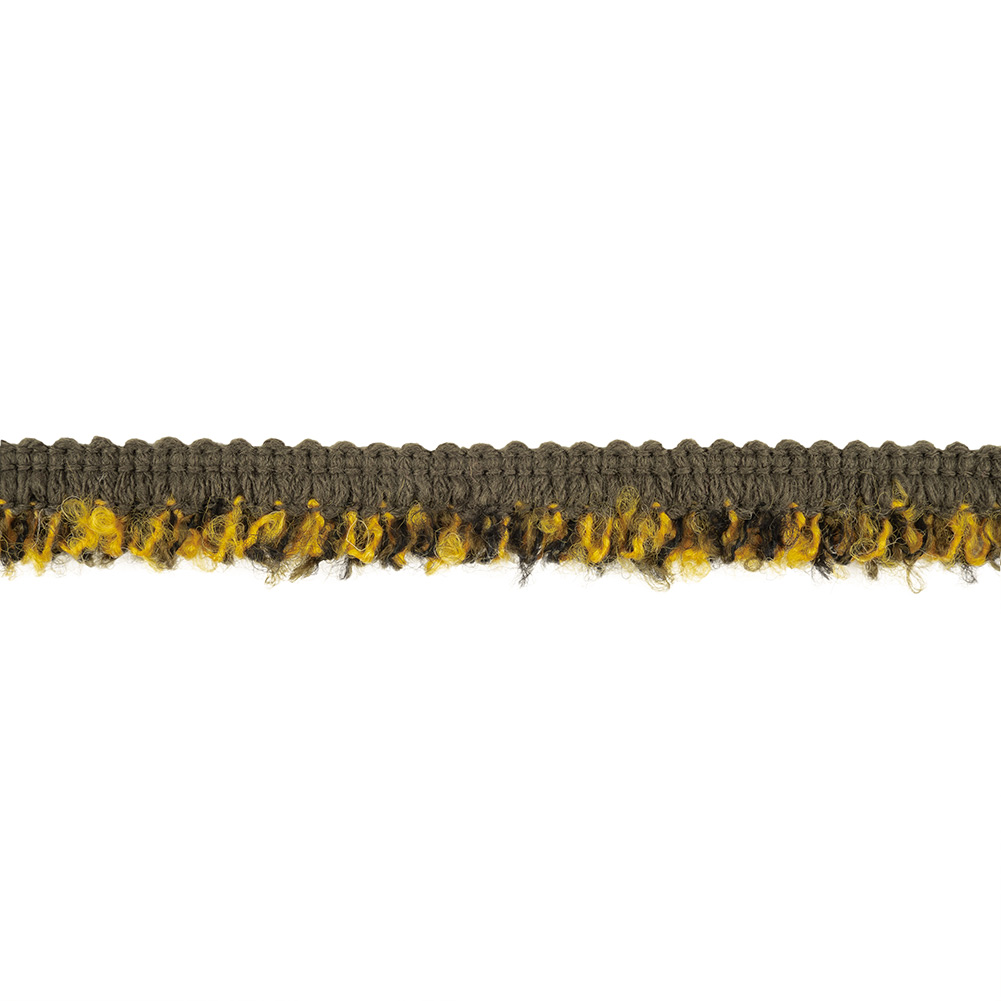 Wren, Black, and Mustard Boucle Looped Fringe Trim – 0.625″ Wren, Black, and Mustard Boucle Looped Fringe Trim – 0.625″