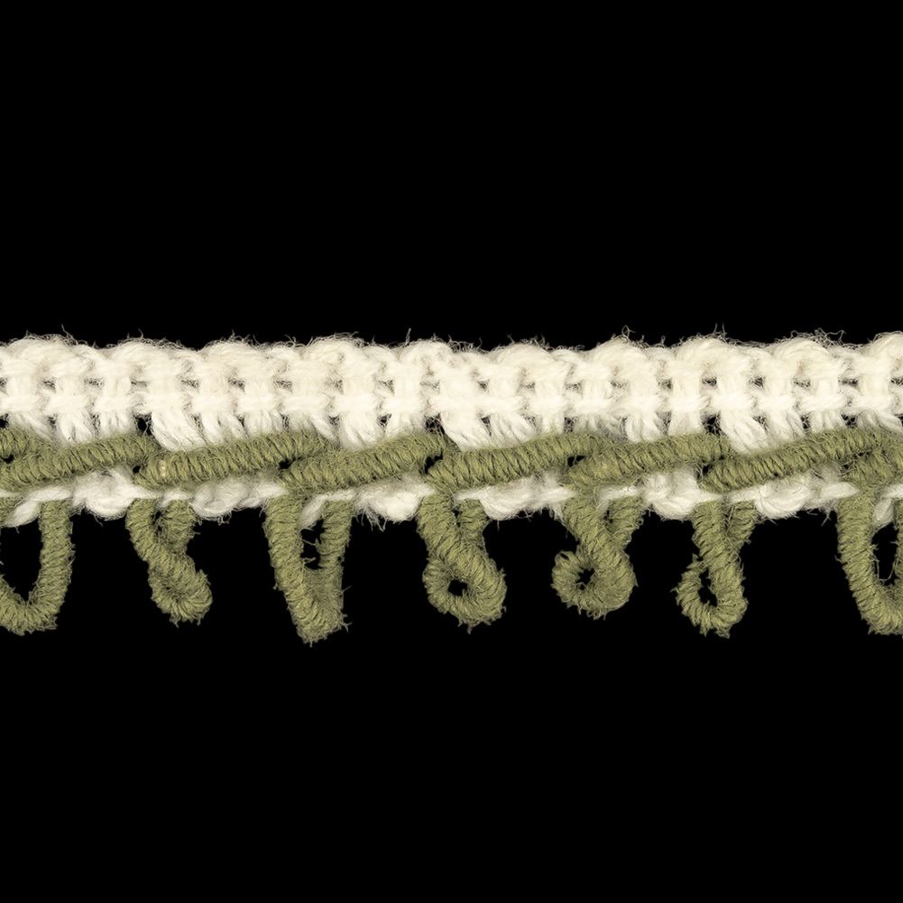 White and Mermaid Embroidered Picot-Look Fringe - 0.625"