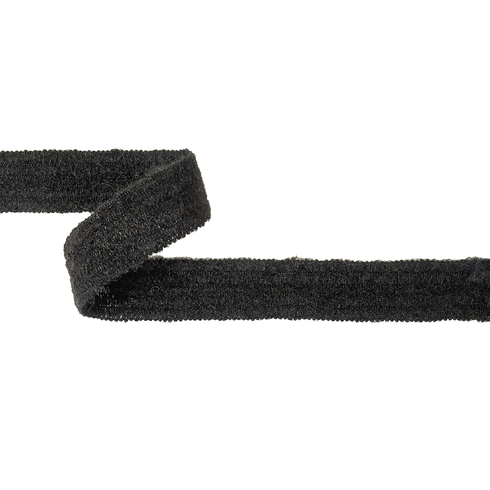 Black Fuzzy Wool Blend Foldover Trim – 1″ Black Fuzzy Wool Blend Foldover Trim – 1″