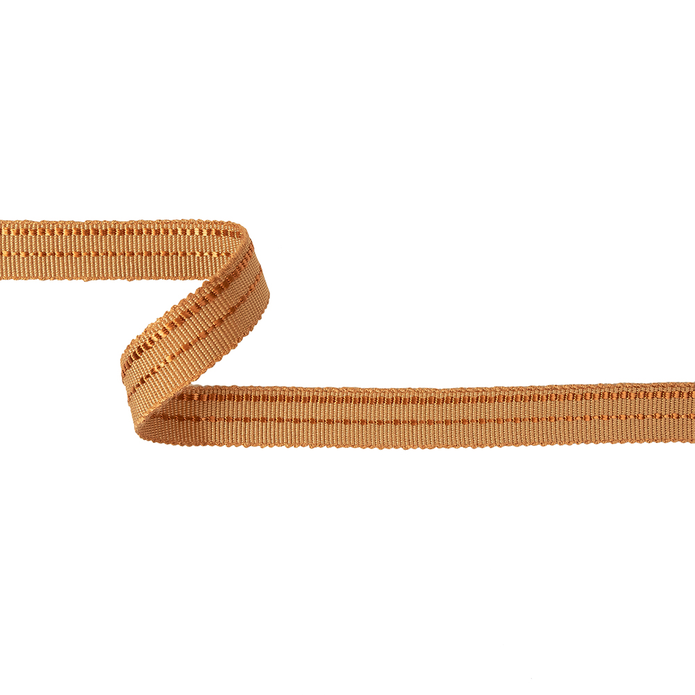 Orange Petersham Grosgrain with Stitched Stripes – 0.625″ Orange Petersham Grosgrain with Stitched Stripes – 0.625″