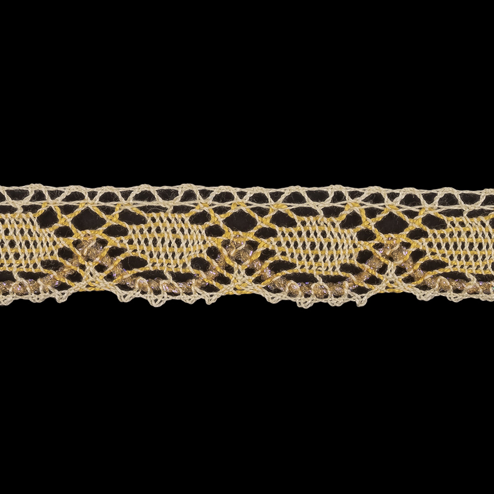 Yellow and Afterglow Iridescent Bobbin Lace Trim - 0.875"