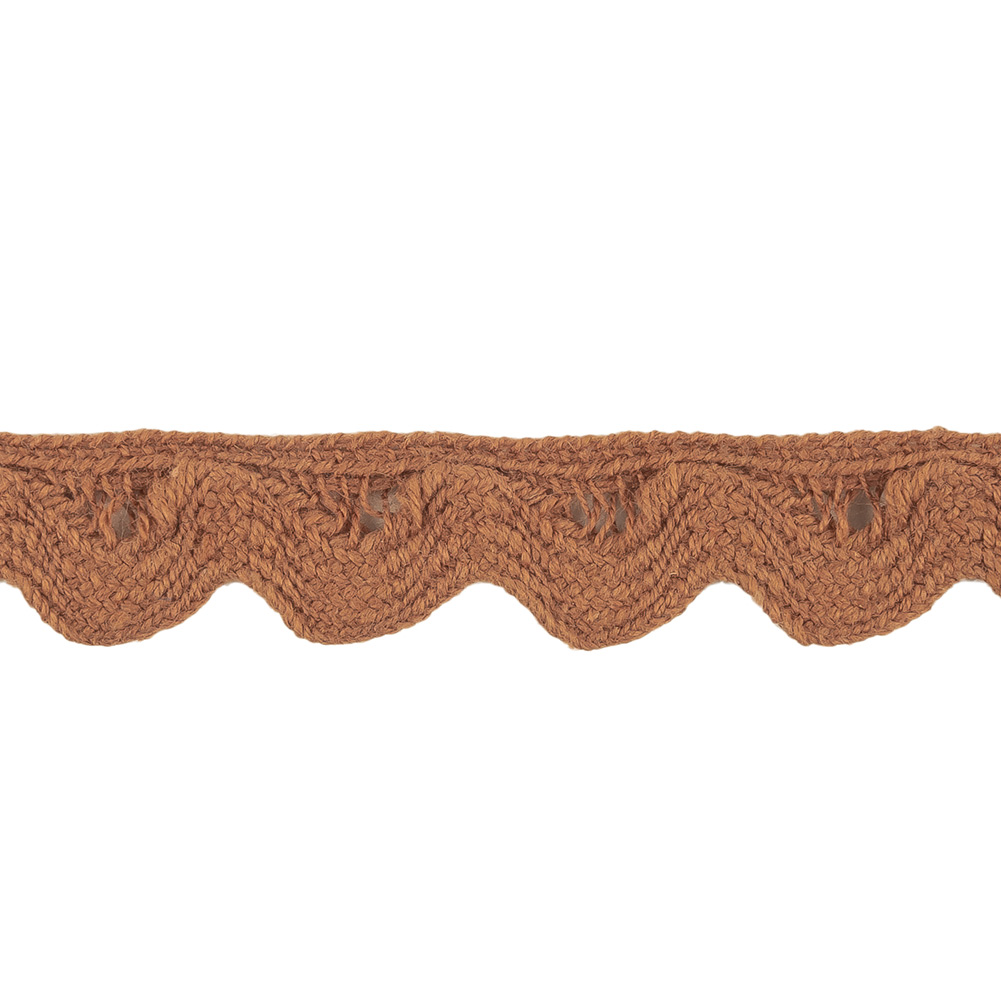 Cocoa Brown Cotton Ric Rac Trim with Straight Border - 0.5"