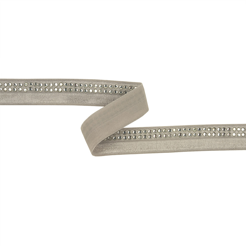 Silver Bejeweled Foldover Elastic Trim – 0.75″ Silver Bejeweled Foldover Elastic Trim – 0.75″