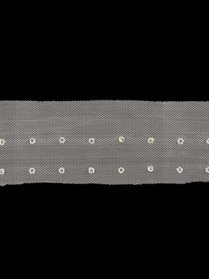 Silver Rhinestones on White Mesh Trimming – 2.75″ Silver Rhinestones on White Mesh Trimming – 2.75″