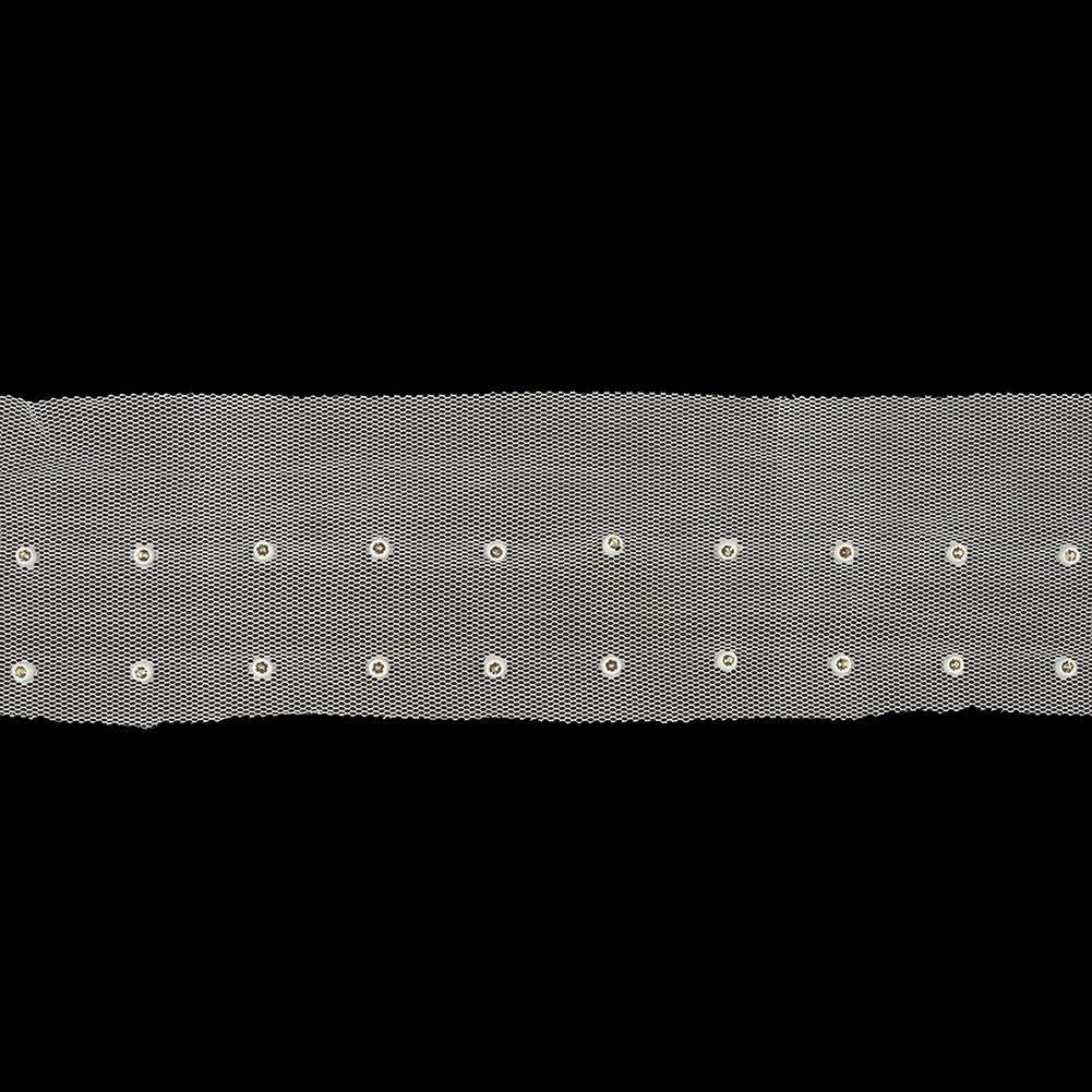 Silver Rhinestones on White Mesh Trimming – 2.75″ Silver Rhinestones on White Mesh Trimming – 2.75″