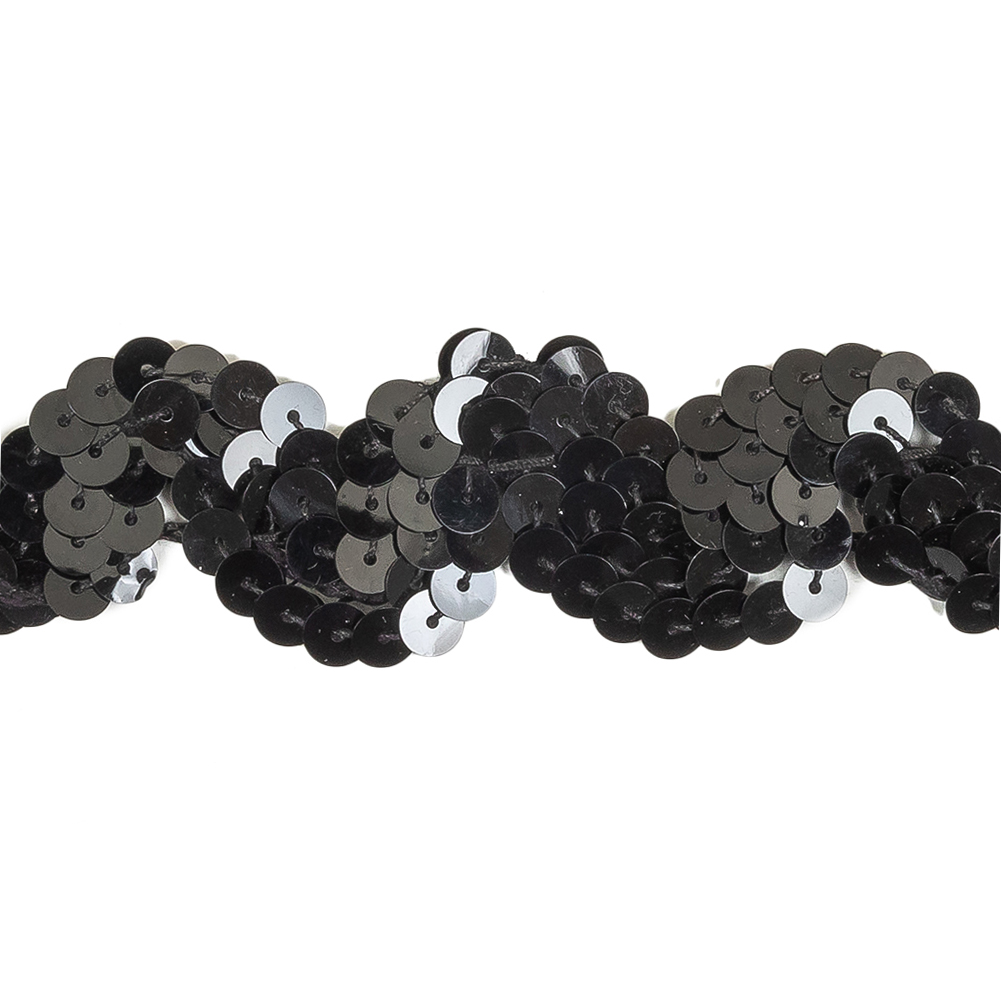Black Sequins Ric Rac Trim - 1.125"