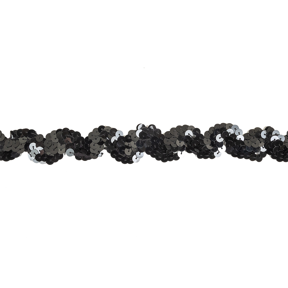 Black Sequins Ric Rac Trim – 1.125″ Black Sequins Ric Rac Trim – 1.125″
