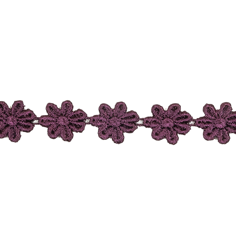 Plum Floral Venise Lace Trim - 0.625"