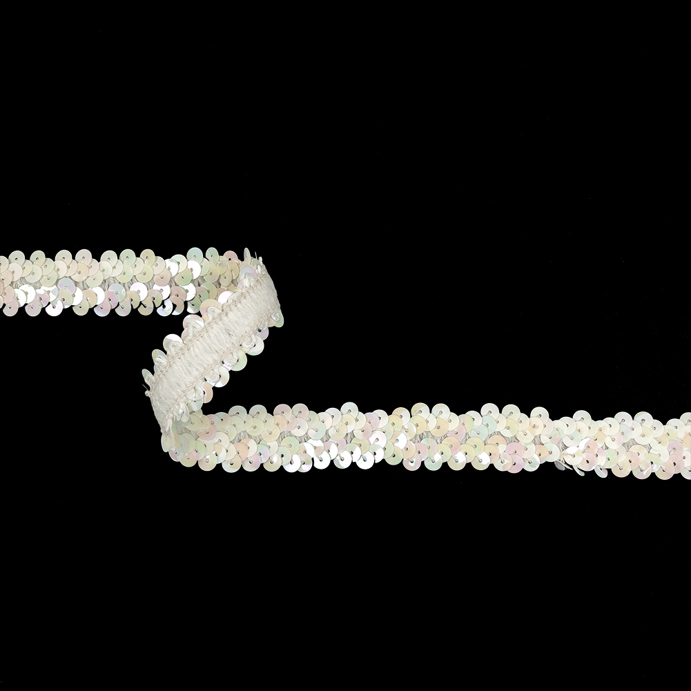 White Iris Two Row Stretch Sequins Trim – 0.875″ White Iris Two Row Stretch Sequins Trim – 0.875″