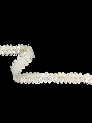White Iris Two Row Stretch Sequins Trim – 0.875″ White Iris Two Row Stretch Sequins Trim – 0.875″