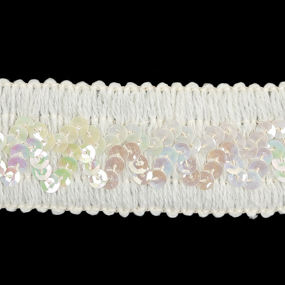 White Braided Trim with Iridescent White Sequins – 1.75″ White Braided Trim with Iridescent White Sequins – 1.75″