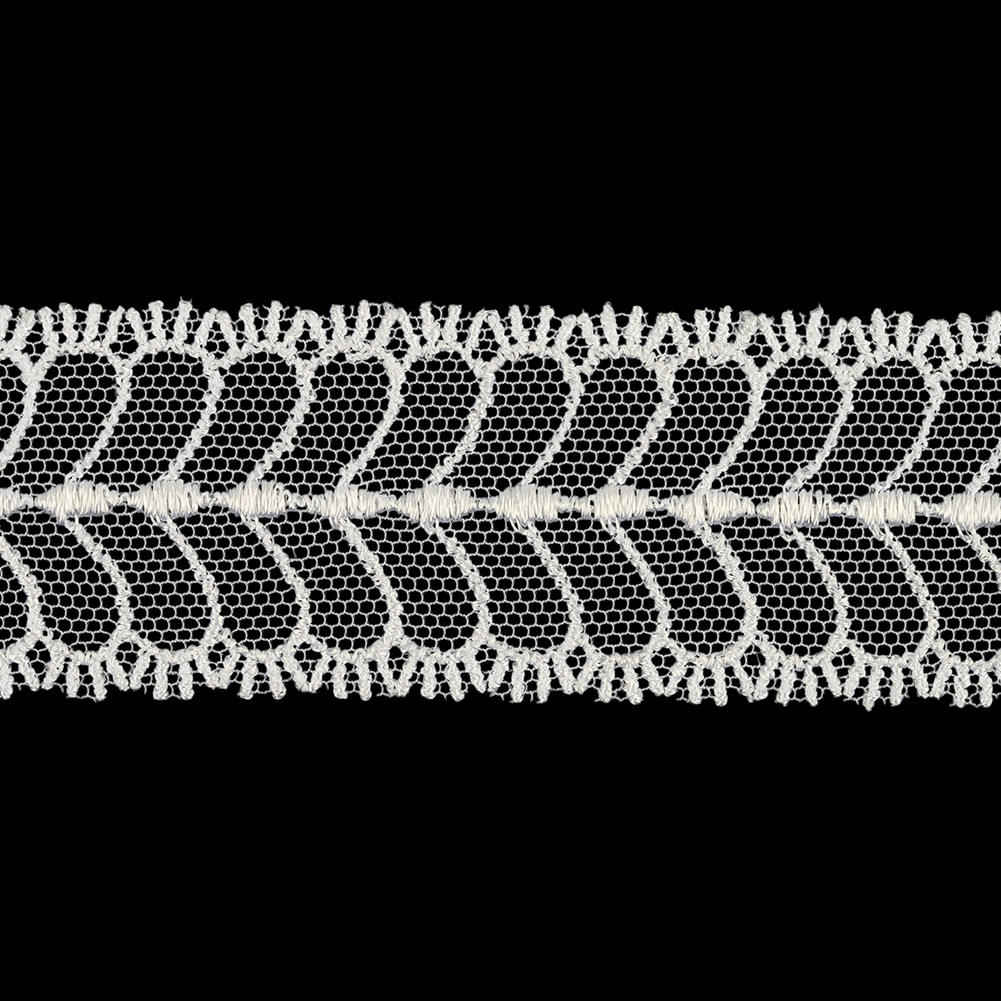 Bright White Leafy Embroidered Lace Trim - 1.25"