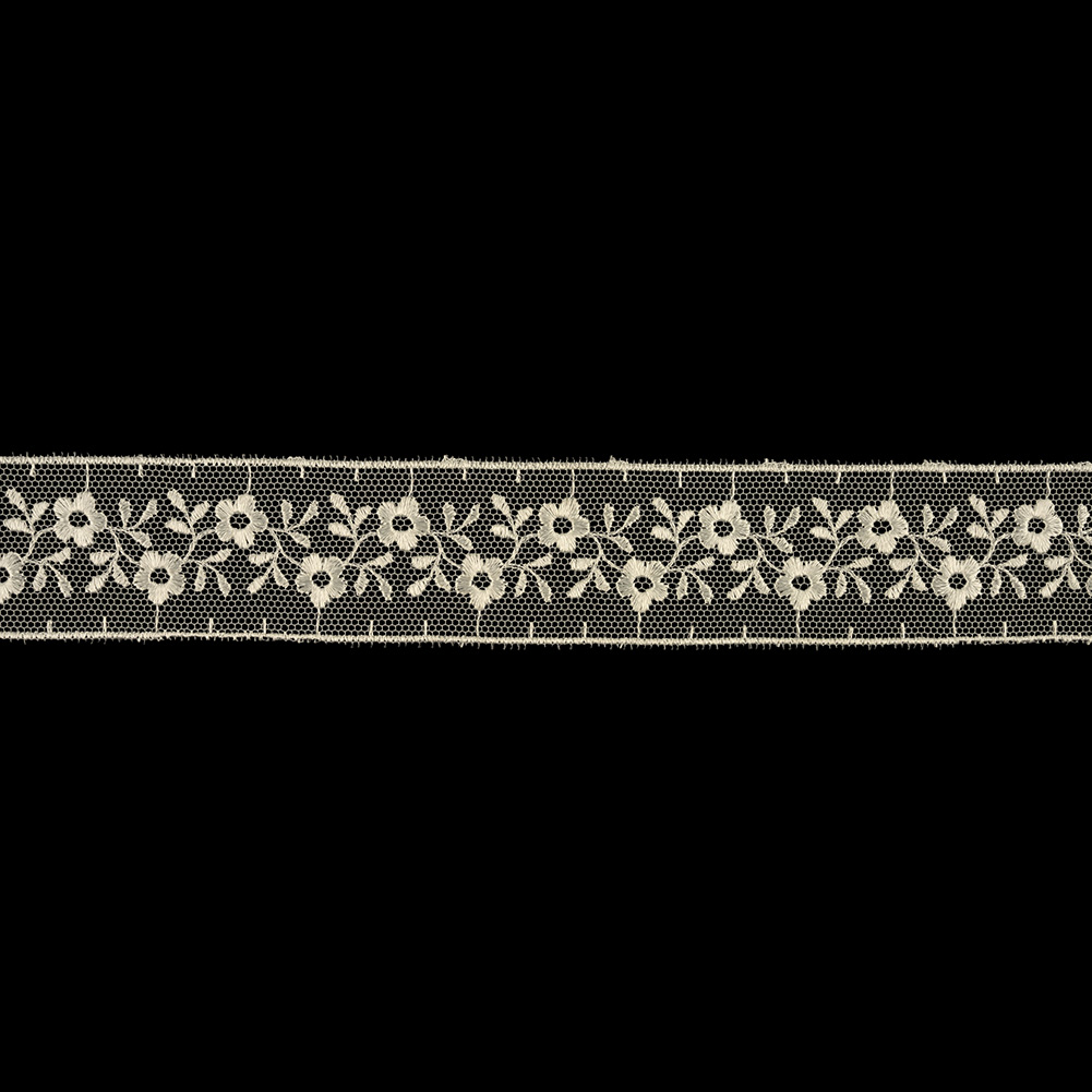 Cloud Dancer Floral Embroidered Lace Trim - 1.25"