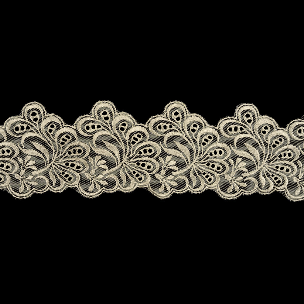 Pristine Ivory Luminous Leafy Stems Embroidered and Eyelet Lace Trim – 3″ Pristine Ivory Luminous Leafy Stems Embroidered and Eyelet Lace Trim – 3″