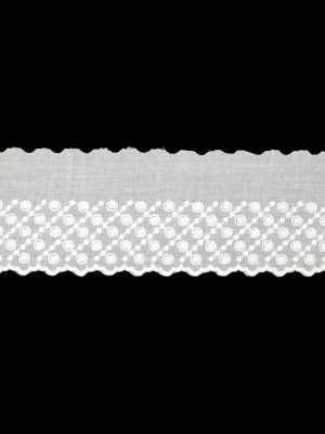 White Five-Row Dots Cotton Embroidered Lace Trim with Finished Scalloped Edge – 2.25″ White Five-Row Dots Cotton Embroidered Lace Trim with Finished Scalloped Edge – 2.25″