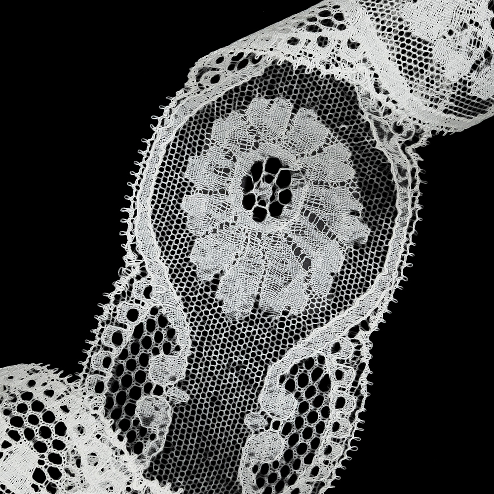 White Floral Lace Trim with Tiny Picot Edging - 2.125"