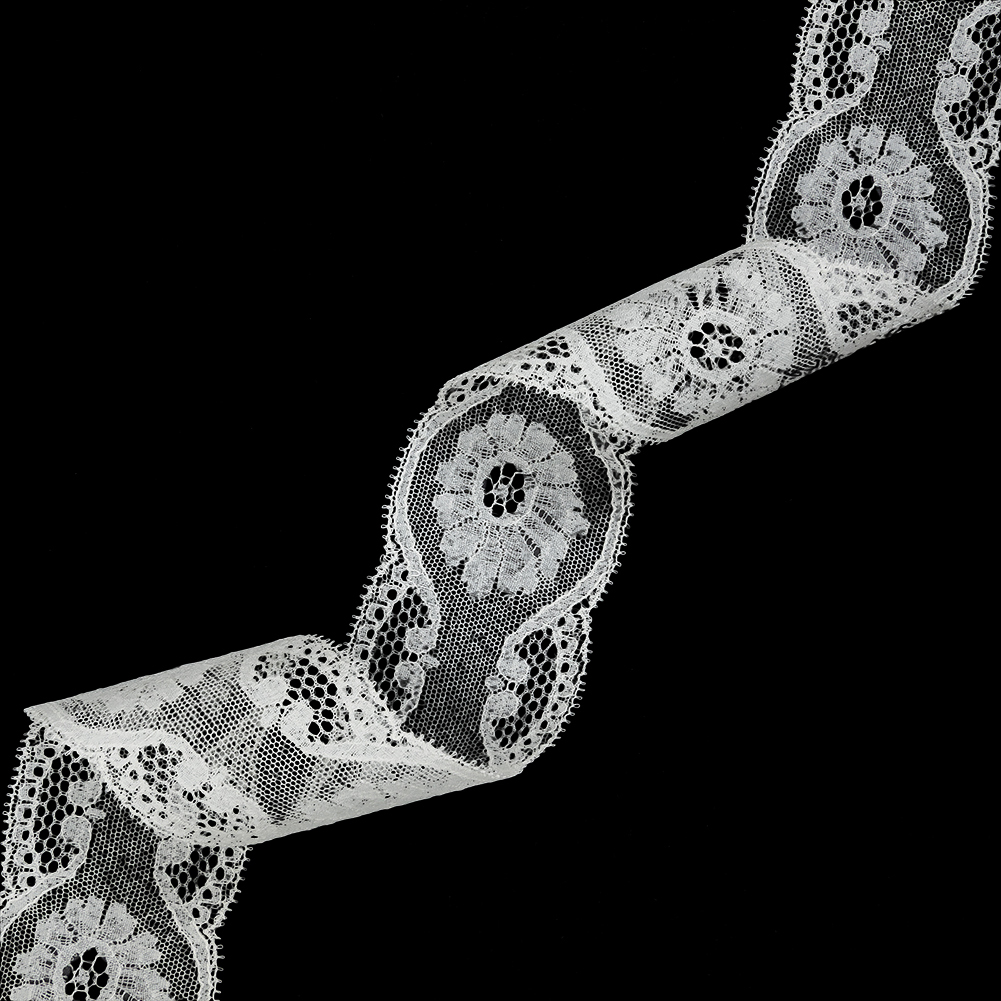 White Floral Lace Trim with Tiny Picot Edging – 2.125″ White Floral Lace Trim with Tiny Picot Edging – 2.125″