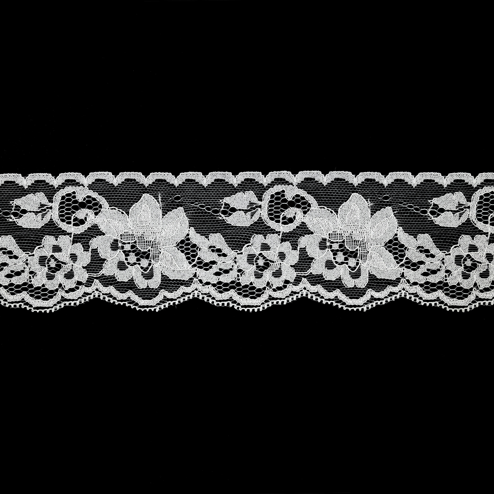 White Floral Re-Embroidered Lace Trim – 2.5″ White Floral Re-Embroidered Lace Trim – 2.5″