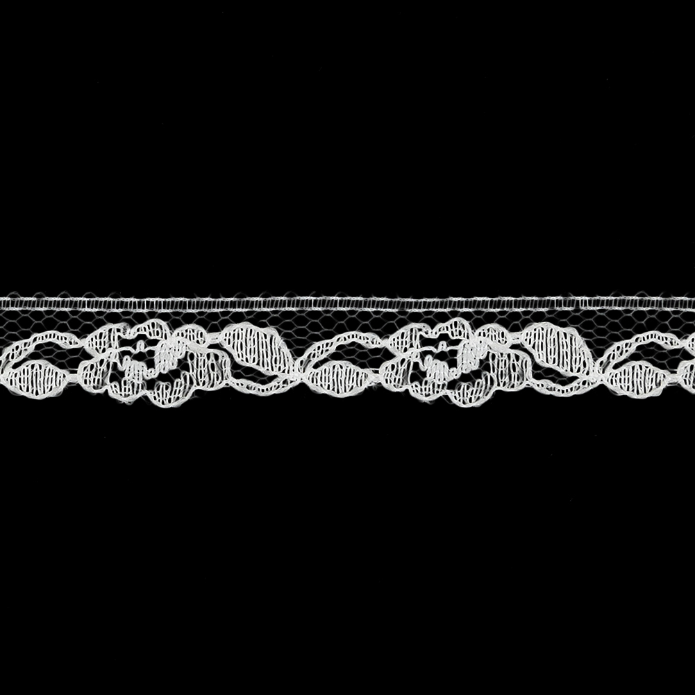 White Floral Re-Embroidered Lace Trim - 0.5"