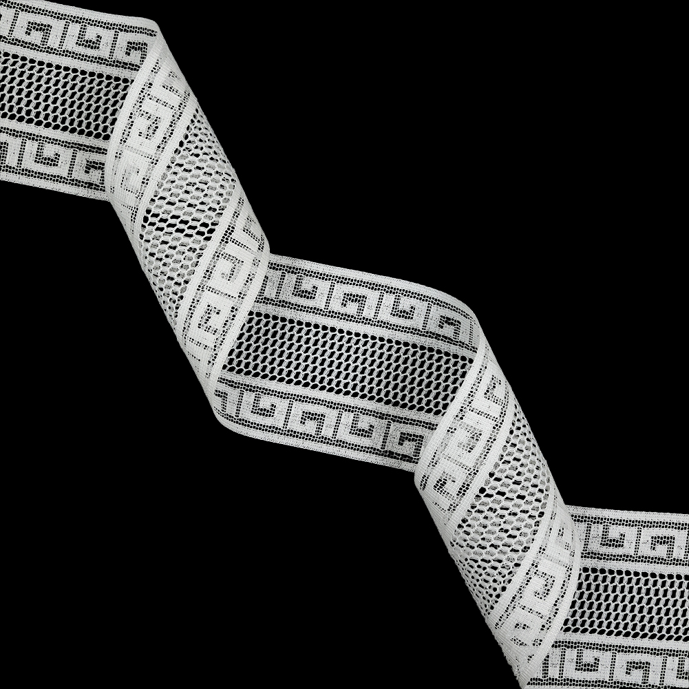 White Greek Key Borders Filet Lace Trim – 2.5″ White Greek Key Borders Filet Lace Trim – 2.5″
