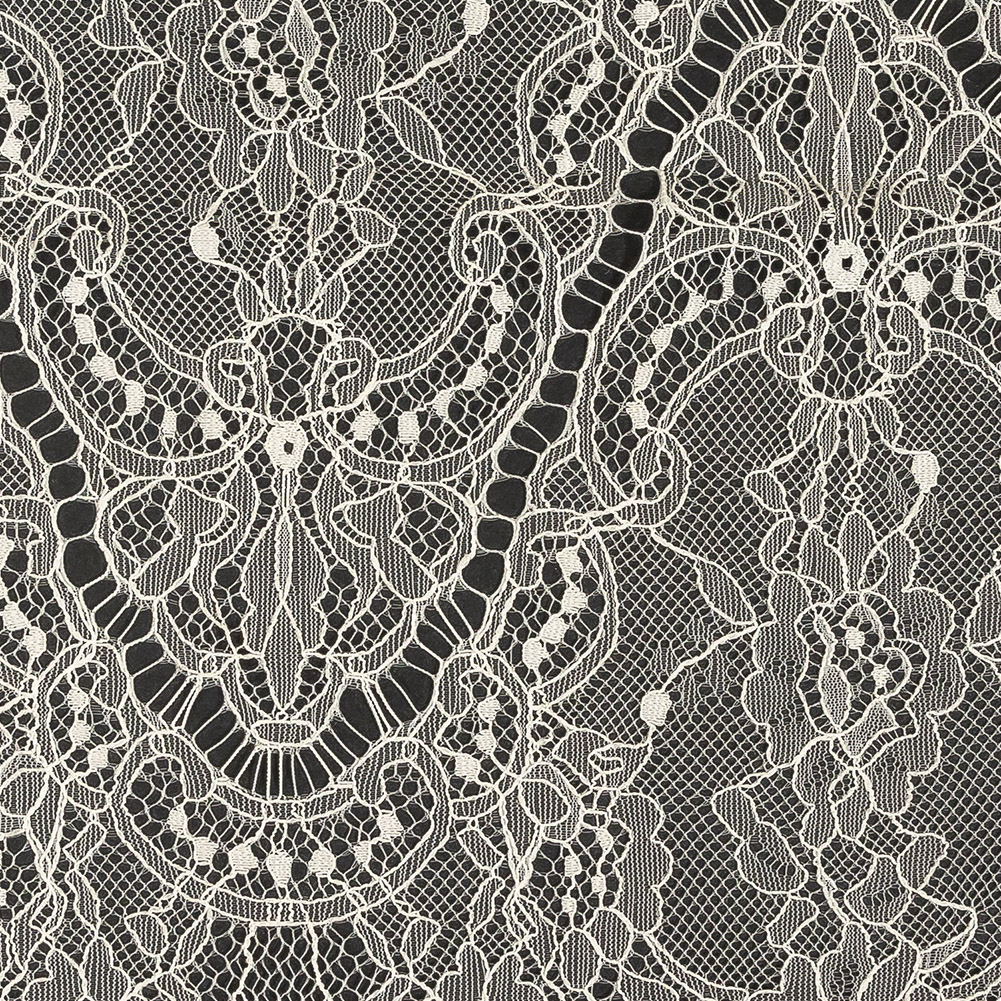 White Alyssum Floral and Paisley Chantilly Lace Trim - 12" x 3yd