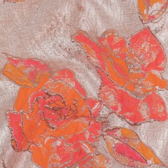 Neon Pink, Neon Orange and Metallic Silver Roses Luxury Brocade Neon Pink, Neon Orange and Metallic Silver Roses Luxury Brocade