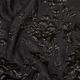 Metallic Black Roses and Leaves Luxury Brocade Metallic Black Roses and Leaves Luxury Brocade