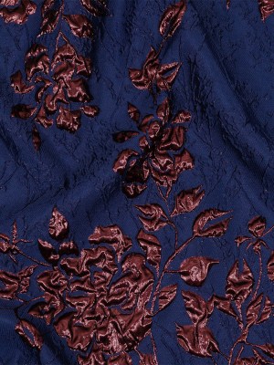 Metallic Aubergine and Blue Depths Roses and Leaves Luxury Brocade Metallic Aubergine and Blue Depths Roses and Leaves Luxury Brocade