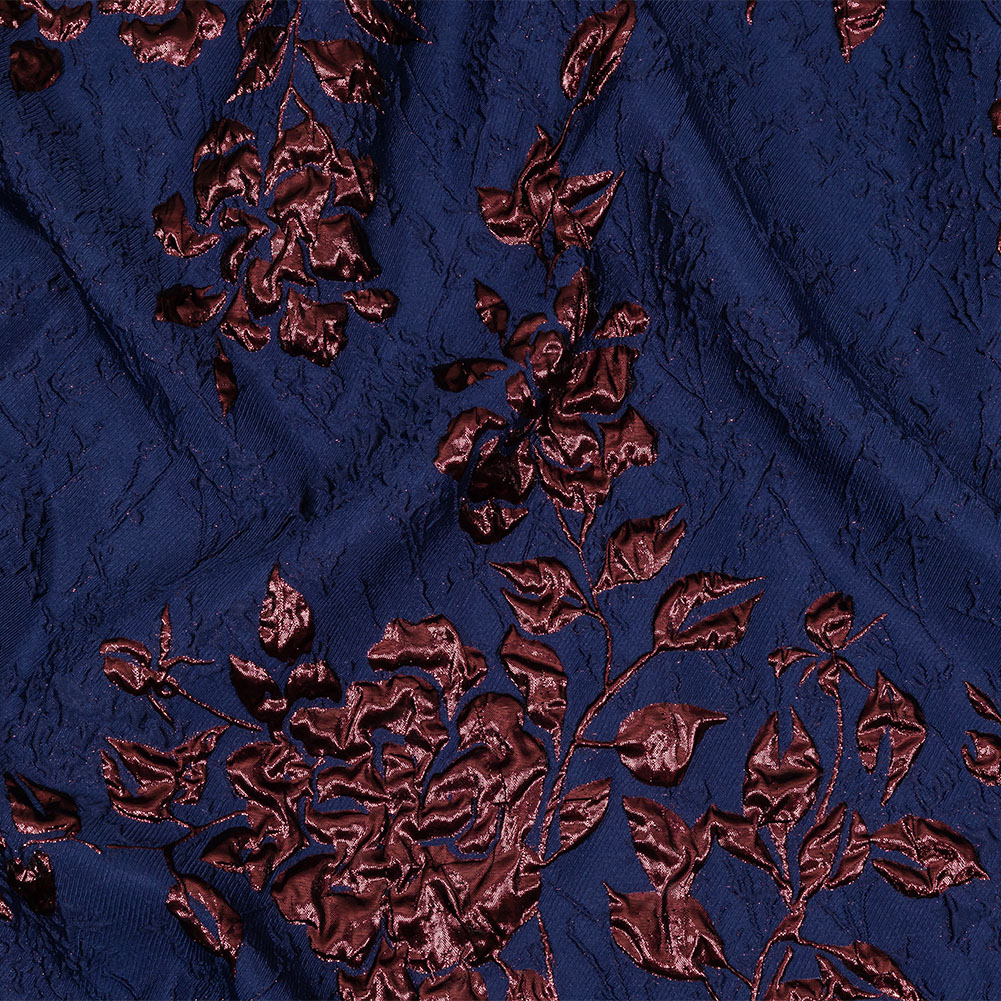 Metallic Aubergine and Blue Depths Roses and Leaves Luxury Brocade Metallic Aubergine and Blue Depths Roses and Leaves Luxury Brocade
