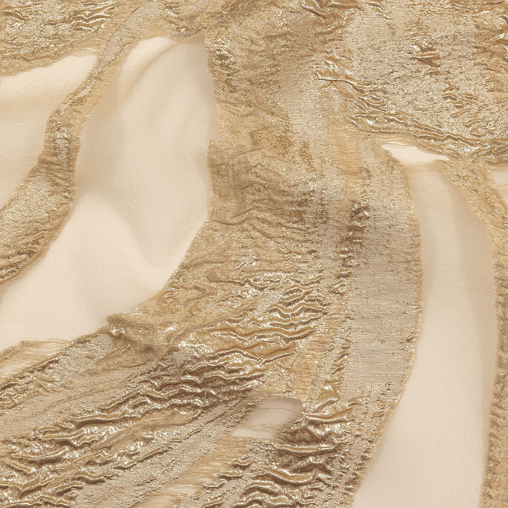 Metallic Gold and Beige Marbled Veins Luxury Burnout Brocade Panel Metallic Gold and Beige Marbled Veins Luxury Burnout Brocade Panel