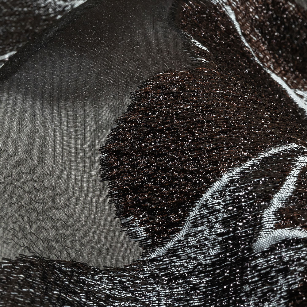 Metallic Black, White and Brown Oversized Flowers Luxury Burnout Brocade Metallic Black, White and Brown Oversized Flowers Luxury Burnout Brocade