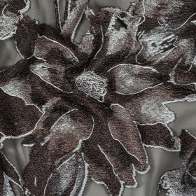 Metallic Black, White and Brown Oversized Flowers Luxury Burnout Brocade Metallic Black, White and Brown Oversized Flowers Luxury Burnout Brocade