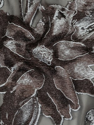 Metallic Black, White and Brown Oversized Flowers Luxury Burnout Brocade Metallic Black, White and Brown Oversized Flowers Luxury Burnout Brocade