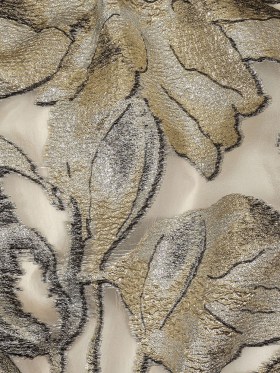 Metallic Silver and Gold Oversized Flowers Luxury Burnout Brocade Metallic Silver and Gold Oversized Flowers Luxury Burnout Brocade