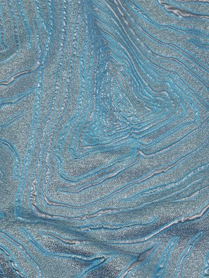 Metallic Silver and Sky Blue Contour Lines Luxury Brocade Metallic Silver and Sky Blue Contour Lines Luxury Brocade
