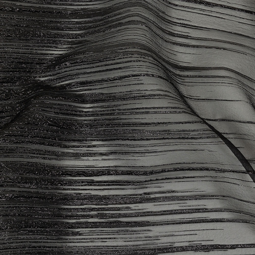 Metallic Black Lines Luxury Organza Brocade Metallic Black Lines Luxury Organza Brocade