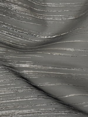 Metallic Silver and Black Lines Luxury Organza Brocade Metallic Silver and Black Lines Luxury Organza Brocade