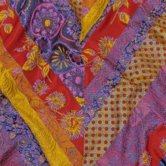 Metallic Red, Royal and Goldenrod Patchwork Diagonal Stripes Luxury Brocade Metallic Red, Royal and Goldenrod Patchwork Diagonal Stripes Luxury Brocade