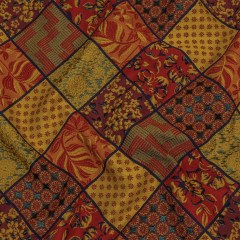 Red, Saffron and Metallic Navy Patchwork Squares Luxury Brocade Red, Saffron and Metallic Navy Patchwork Squares Luxury Brocade