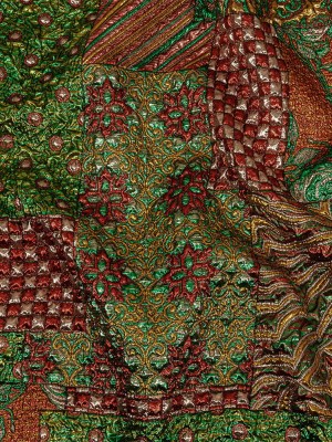 Metallic Red, Green and Yellow Gold Ornate Patchwork Luxury Brocade Metallic Red, Green and Yellow Gold Ornate Patchwork Luxury Brocade