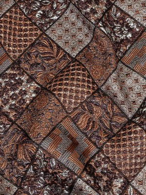 Metallic Silver, Copper and Maroon Patchwork Squares Luxury Brocade Metallic Silver, Copper and Maroon Patchwork Squares Luxury Brocade