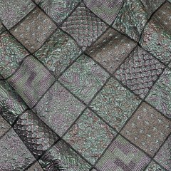 Metallic Baby Blue, Rose Gold and Lilac Patchwork Squares Luxury Brocade Metallic Baby Blue, Rose Gold and Lilac Patchwork Squares Luxury Brocade
