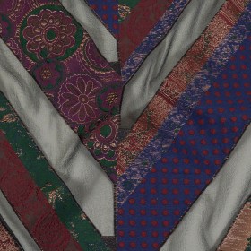 Metallic Royal, Evergreen and Red Patchwork Chevrons Luxury Organza Brocade Metallic Royal, Evergreen and Red Patchwork Chevrons Luxury Organza Brocade