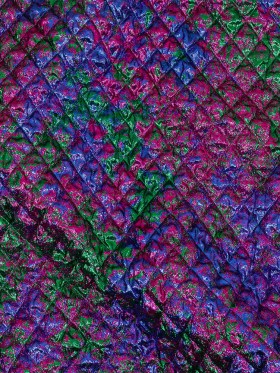 Metallic Green, Blue and Fuchsia Diamond Quilted Luxury Brocade Metallic Green, Blue and Fuchsia Diamond Quilted Luxury Brocade